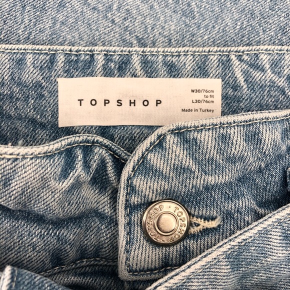 Topshop Blue Tie Waist High Rise Light Wash Jeans - Picture 4 of 8